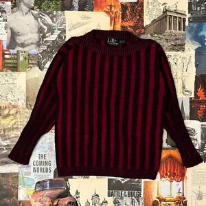 Retro striped sweater deep maroon